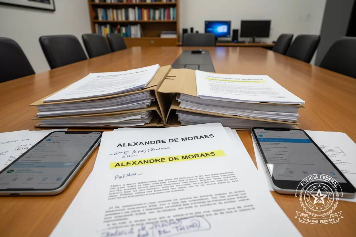 PF encontra documentos e mensagens que citam Alexandre de Moraes no escândalo do Banco Master